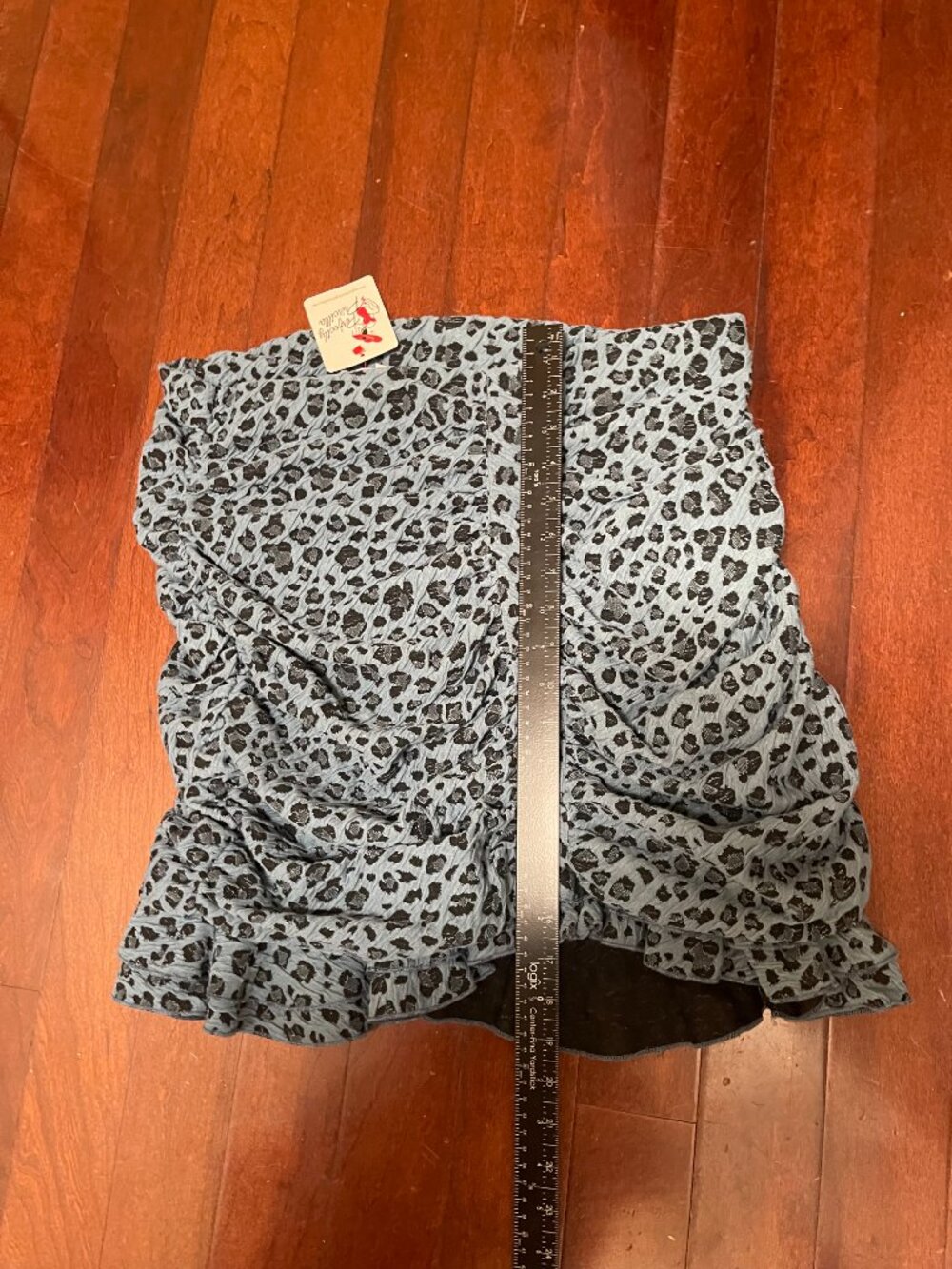 Blue Leopard Ruched Mini Skirt 2XL NWT Statement Piece - Picture 5 of 5